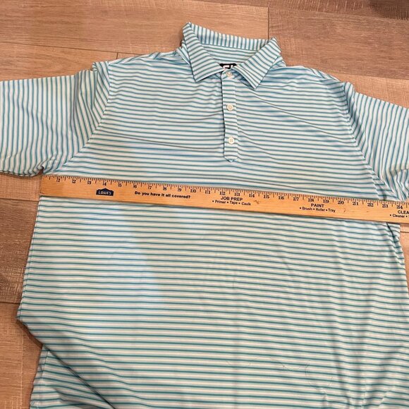 FOOTJOY FJ MENS XL TURQUOISE BLUE STRIPE GOLF POLO SHIRT DRI FIT - Picture 5 of 10